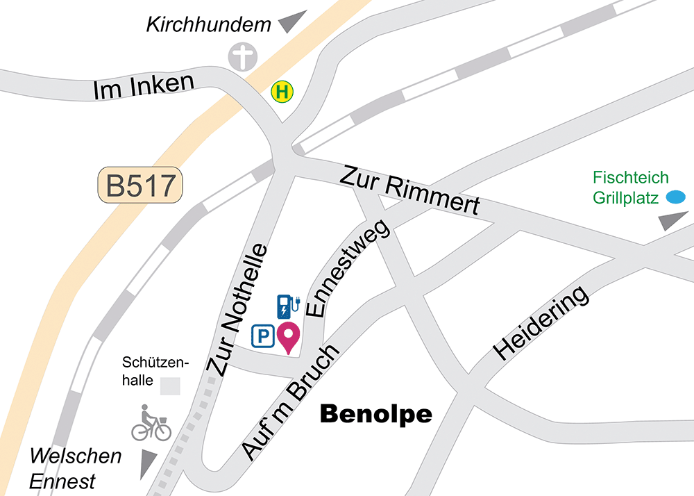 Karte Nahraum Benolpe rund um Eibens Fachwerkhaus