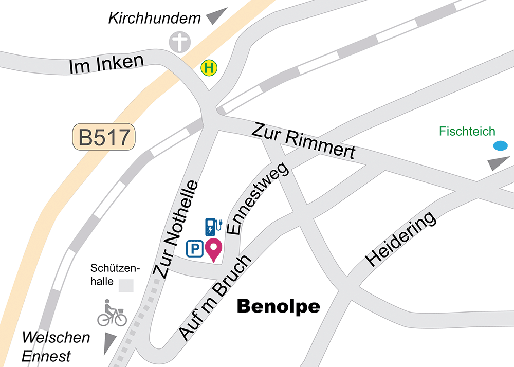 Karte Nahraum Benolpe rund um Eibens Fachwerkhaus