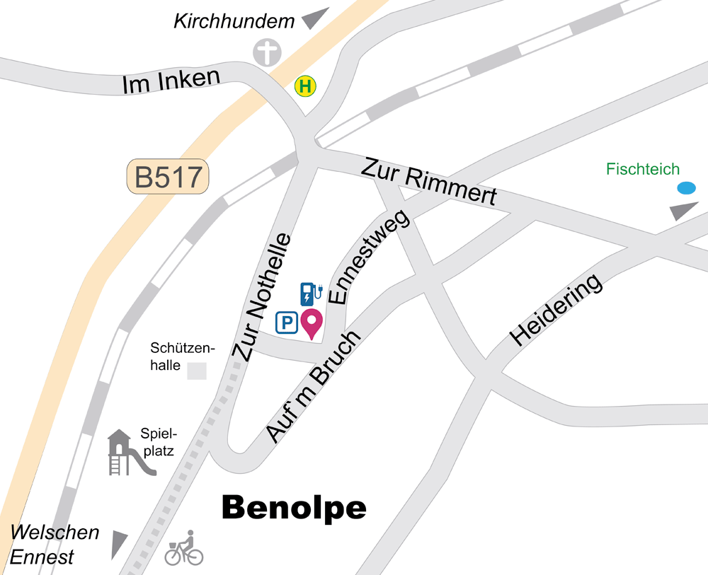Karte Nahraum Benolpe rund um Ferienwohnung in Eibens Fachwerkhaus